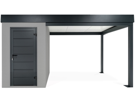 GARDEON®Mini zahradní domek s dveřmi Hörmann a přístřeškem na pravé straně